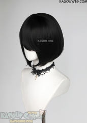 S-6 KA031A Natural Black short bob wig with long bangs