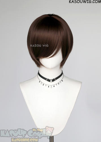 S-2 / KA028 Bistre Brown hort bob smooth wig with long bangs