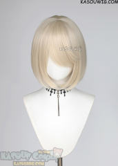 S-6 SP17 Light Cream Blonde short bob wig with long bangs