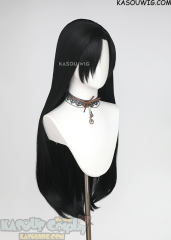 Yomi no Tsugai Asa 90cm long straight side-parted black wig