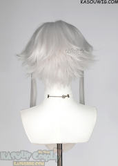 TFC Pierrot middle-parted flippy silver white wig