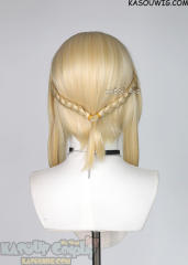 Genshin Impact Lumine 42cm medium length blonde bob clip-on braid cosplay wig