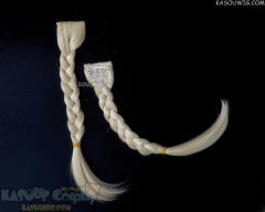Genshin Impact Lumine 42cm medium length blonde bob clip-on braid cosplay wig
