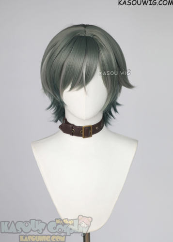 Genshin Impact Lohen short flippy green ombre wig