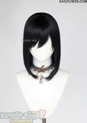 M-LITE-1 KA032 Jet Black shoulder length bob wig with short bangs