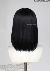 M-LITE-1 KA032 Jet Black shoulder length bob wig with short bangs