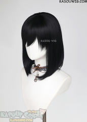 M-LITE-1 KA032 Jet Black shoulder length bob wig with short bangs