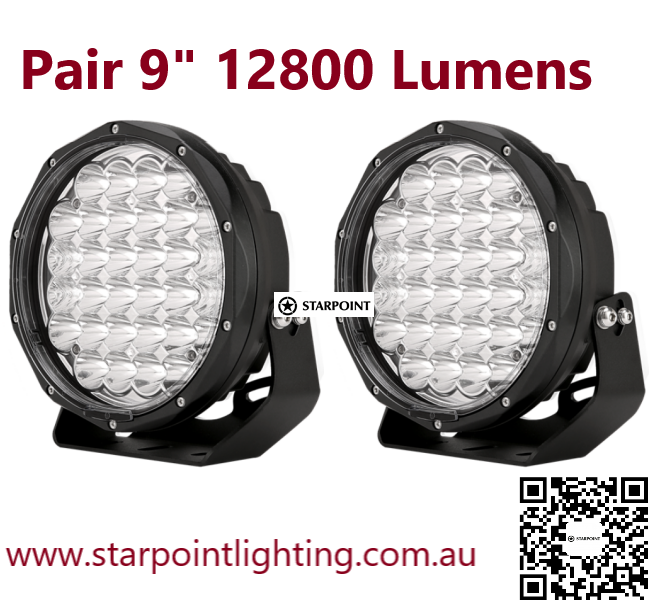 Pair LED Driving Lights 9" Osram Driving Spotlights, Round Offroad Truck SUV Lights, 9 Inch 4WD LED Lights