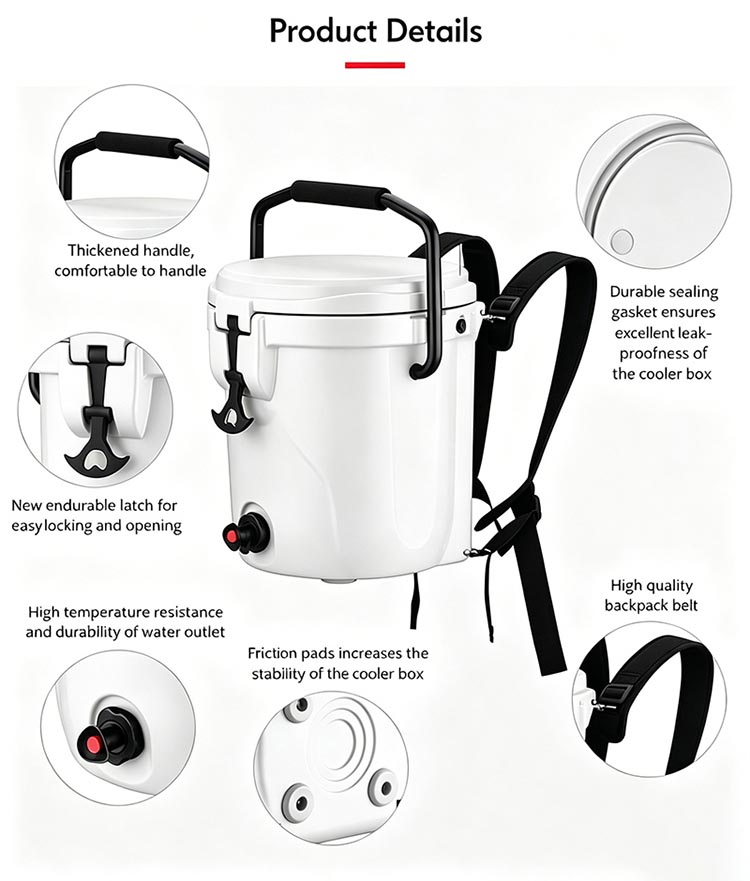 Boright BR-R15 Cooler Bucket with optional stainless steel faucet and backpack strap