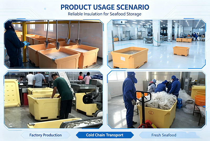 660L Round Fish Bin Usage Scenarios - Factory Production, Cold Chain Transport, Fresh Seafood