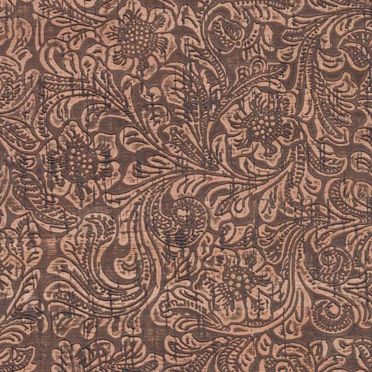 Flora Emboss on Color Cork Leather