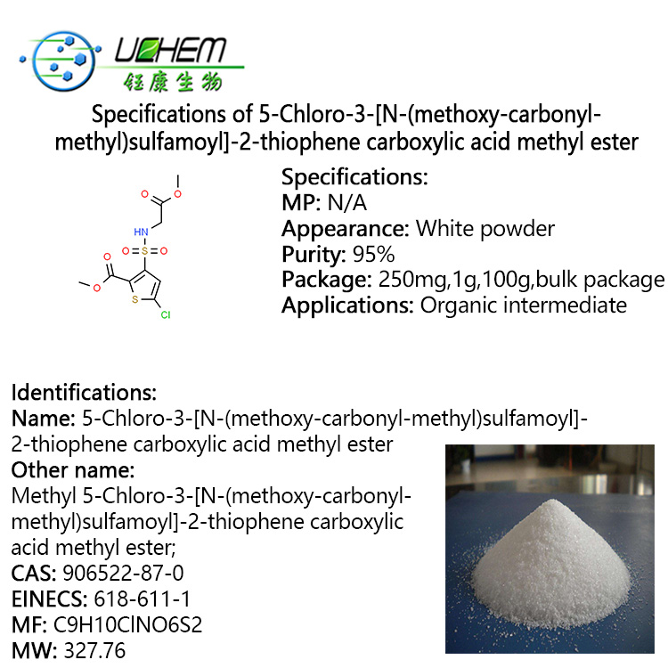 Hot sell 5-Chloro-3-[N-(methoxy-carbonyl-methyl)sulfamoyl]-2-thiophene carboxylic acid methyl ester CAS 906522-87-0