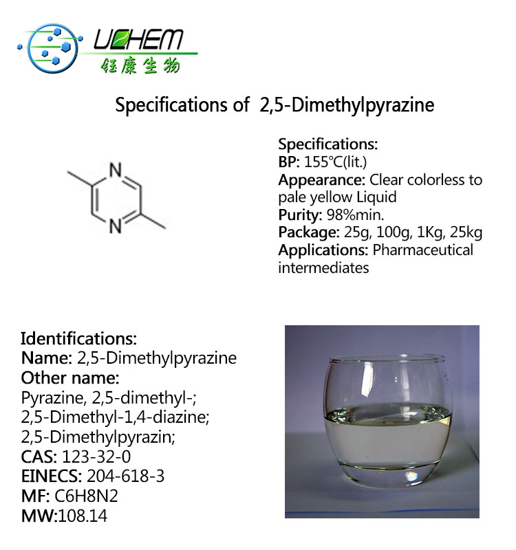 High Quality 99% purity 2,5-Dimethyl pyrazine food additive for fragrance CAS 123-32-0