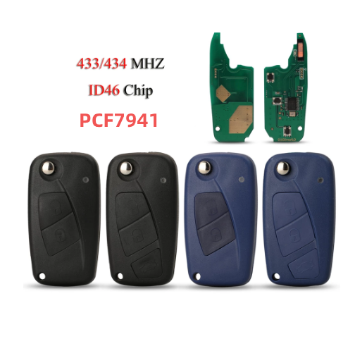 For Fiat Panda With Id Pcf Chip Buttons Mhz Flip Remote Key