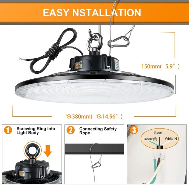 Ngtlight® 200W LED High Bay Light 30000LM (800W HID/HPS Equiv) Full Screen Design Dimmable IP65 5000K Commercial Warehouse Lighting Fixture