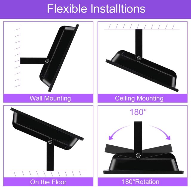 Ngtlight® 100W UV Led Black Lights With Plug and Fluorisent Tape IP66 Waterproof