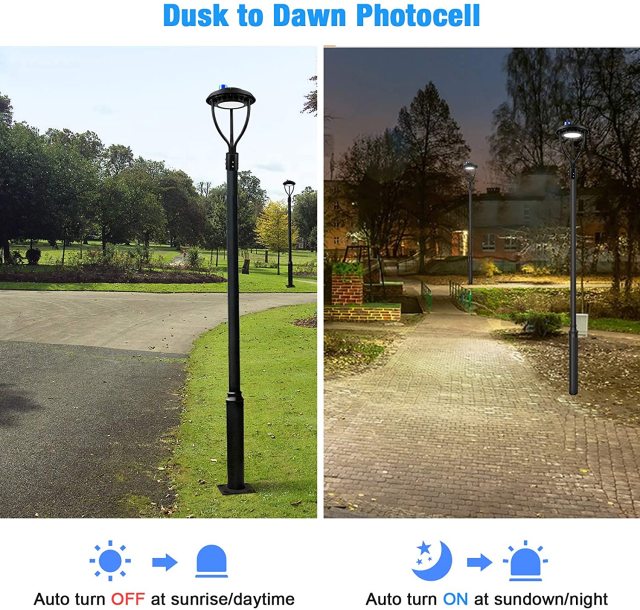 Ngtlight® 150W Led Post Top Lights With Photocell 21000Lm 5000K LED Circular Area Pole Light [800W Equivalent] IP65 Waterproof