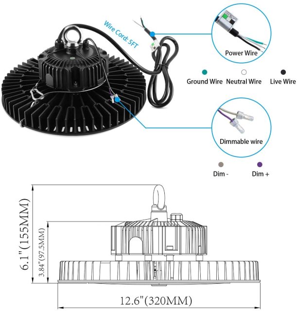 Ngtlight® 200W LED High Bay Light 29,000lm IP65 Waterproof Dimmable UL & DLC Listed