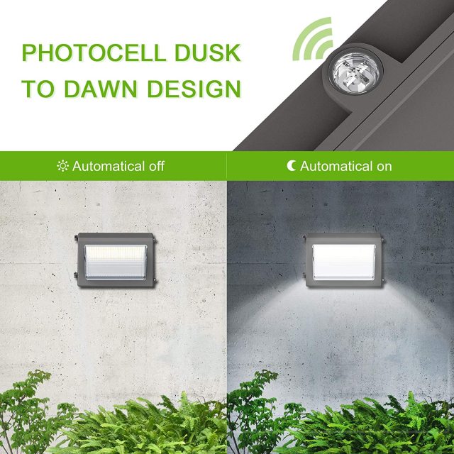 Ngtlight® 120W LED Wall Pack Light With Photocell 120-277V 5000K 15600LM IP65 Wallpack Glass Cover
