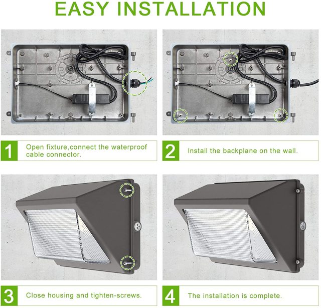 Ngtlight® 120W LED Wall Pack Light With Photocell 120-277V 5000K 15600LM IP65 Wallpack Glass Cover