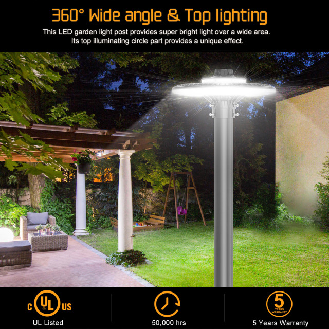 Ngtlight® 120W Led Post Top Lights With Photocell 15600Lm 5000K LED Circular Area Pole Light [350W Equivalent] IP65 Waterproof