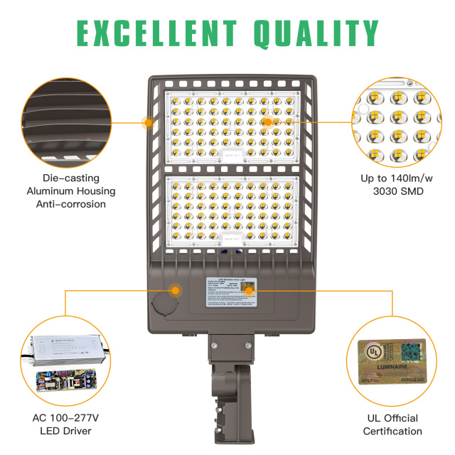 Ngtlight® 320W LED Parking Lot Light 44800LM UL DLC 5000K IP65 Outdoor Commercial Street Area Lighting