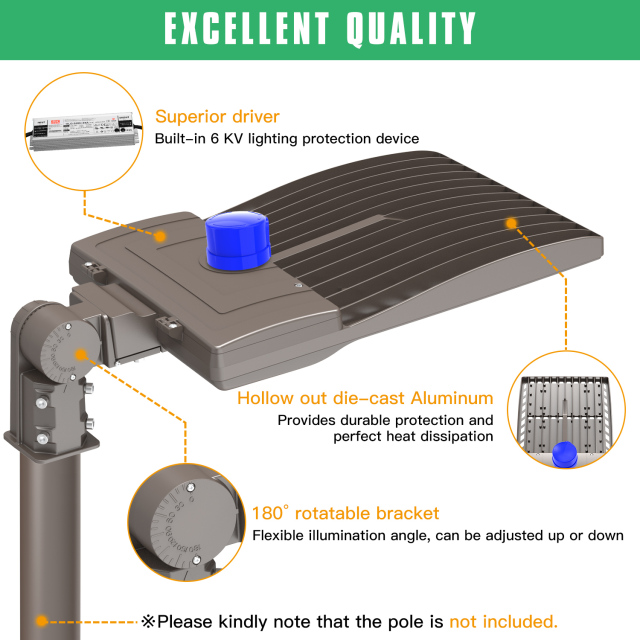 Ngtlight® 320W LED Parking Lot Light 44800LM UL DLC 5000K IP65 Outdoor Commercial Street Area Lighting