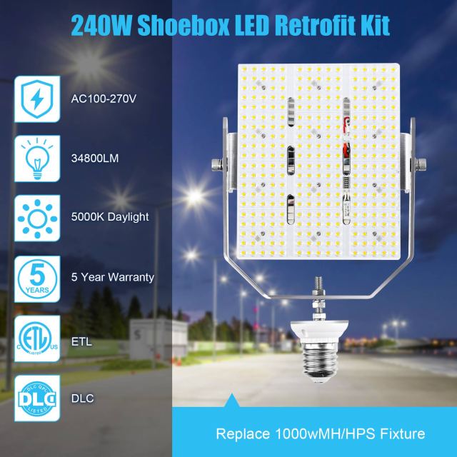 Ngtlight® 240W LED Parking Lot Retrofit Kit AC100-480V Replace 1000W MH HPS HID 34800LM 5700K E39 Base for Outdoor Tennis Court Street Area Lighting Fixture