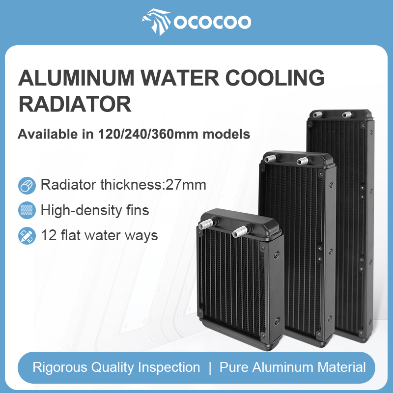 120S-8 120mm Aluminum Radiator with Barb Fittings for PC Liquid Cooling, Dense Fin Core, Single Fan