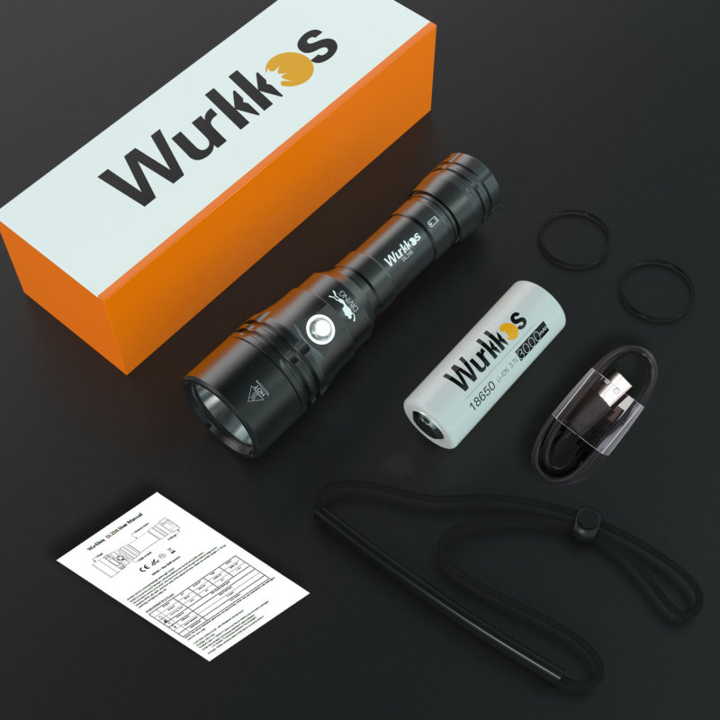 Wurkkos DL20R USB C Rechargeable Diving Light Powerful 3200lm XHP50.2 18650 Flashlight with Magnetic Control Switch