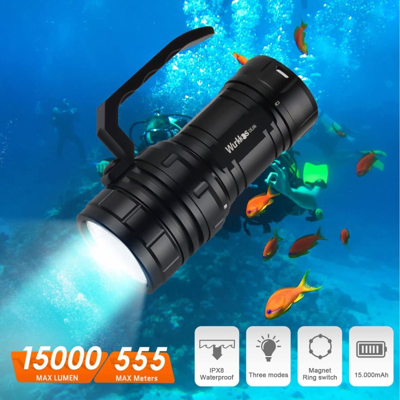 Wurkkos DL06 USB C Rechargeable Powerful 15000lm Dive Light 6*Cree XHP50.2 21700 Super Bright Flashlight