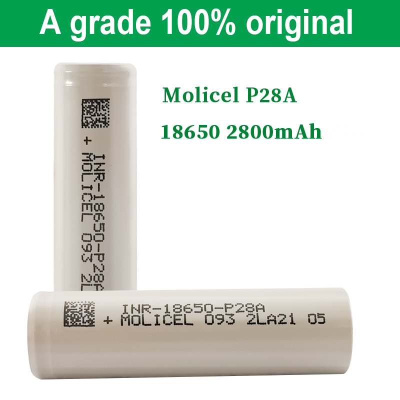 Molicel 18650 Lithium Liion Battery 3.6V Molicel P28A 2800mAh 25A INR186500-P28A Rechargeable 18650 Flashlight Battery