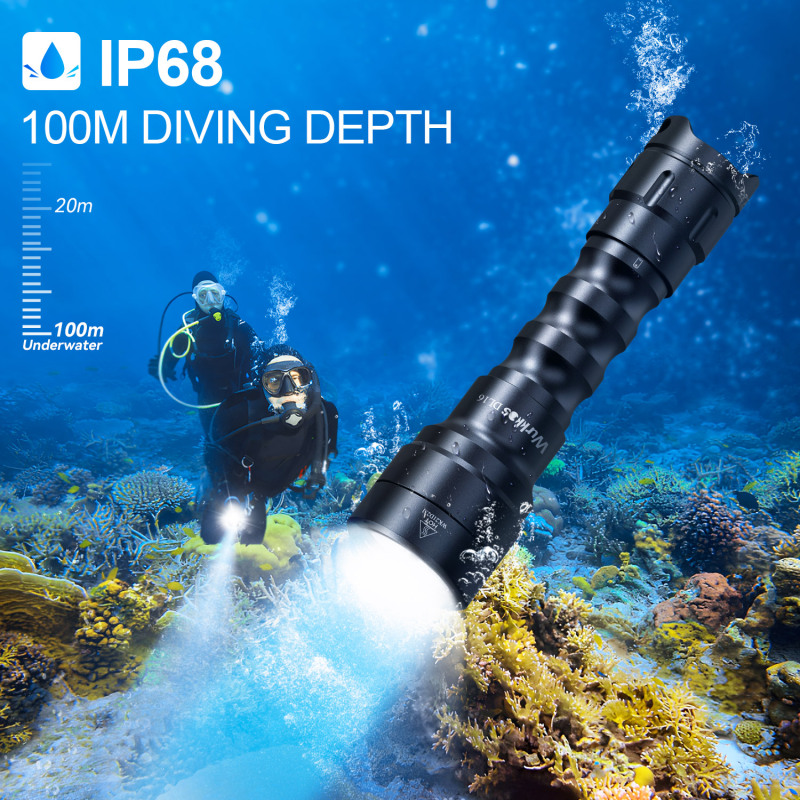 [New Arrival] Wurkkos DL16 Cost-Effective 2000lm Diving flashlight, Rechargeable Flashlight Underwater up to 100 Meters, with 18650 Battery