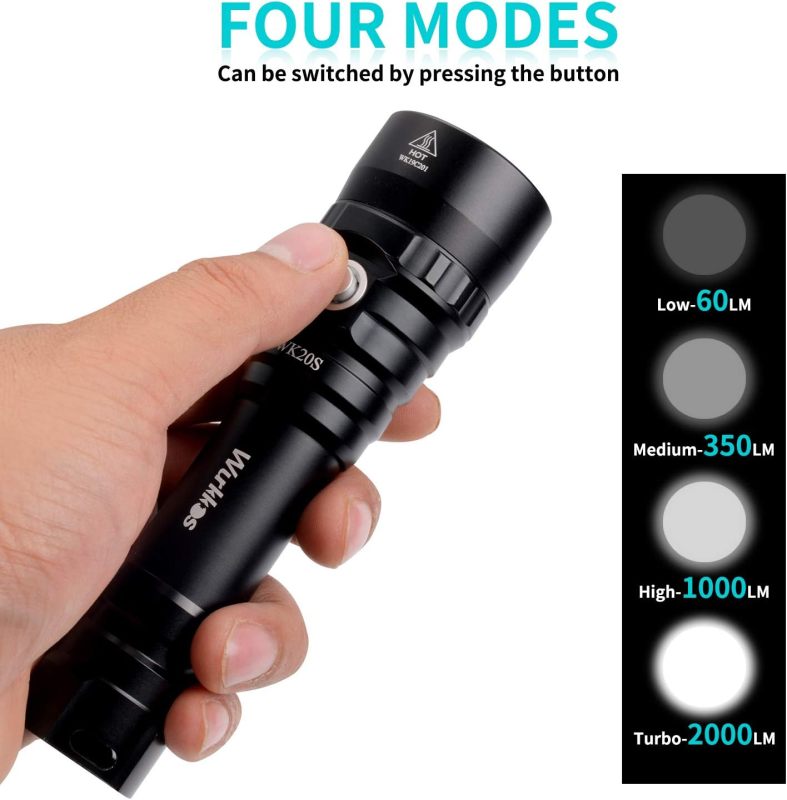 Wurkkos WK20S 2000lm Scuba Diving Flashlight, Amphibious Flashlight, SST40 18650