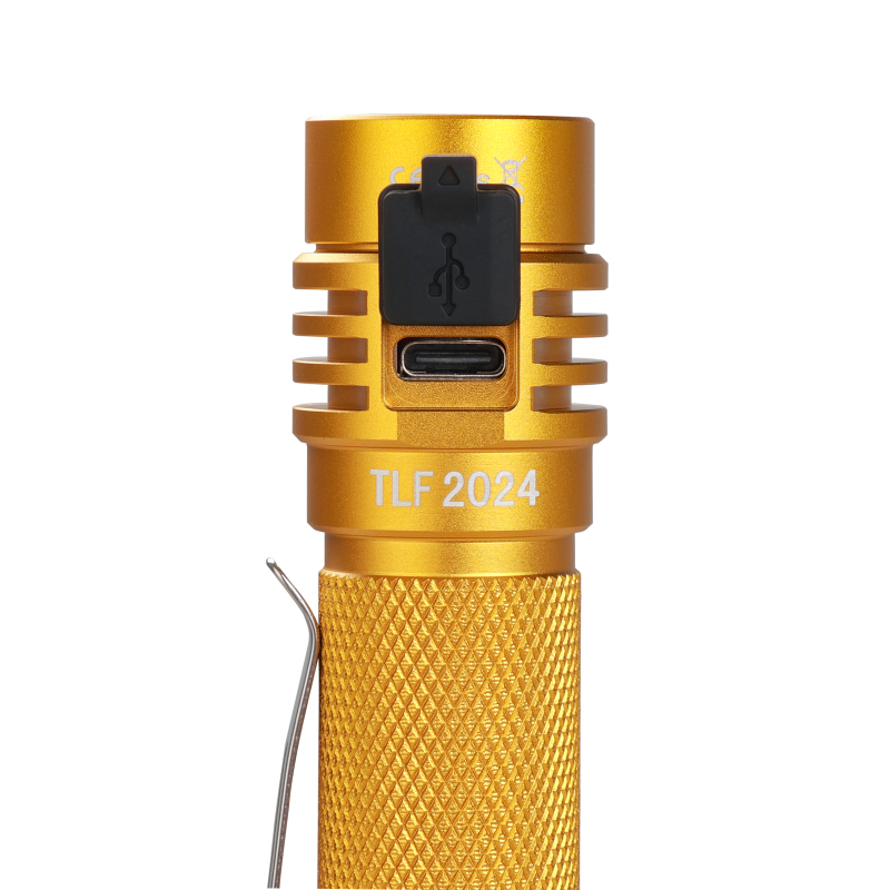 【New Release】Wurkkos WK03 Golden Yellow 1200lm Nichia 519A TLF USB C Rechargeable 18650 EDC Light, Simple UI with Power Indicator/ATR, Magnetic Tail Cap