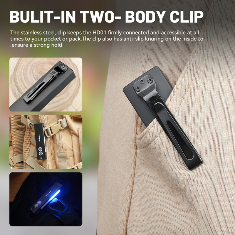 【New Release】Wurkkos HD01 Rechargeable 1200LM EDC Flashlight with Side RGB Light and Dual Side Switch, Magnetic Tail