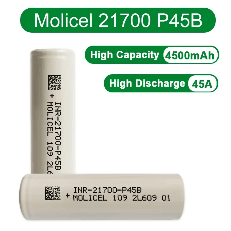 Molicel 21700 Lithium Liion Battery, Molicel P42A 3.7V 45A 4200MAH, P45B 4500MAH