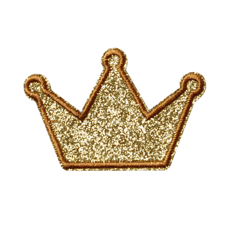 Popular Crown Design Embroidery Patch With Glitter