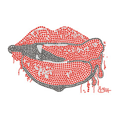 Red Lips Series Rhinestone Crystal Transfer Bling Hot Fix