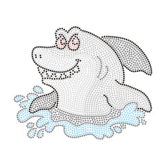 Shark Designs Rhinestone Heat Transfer Bling Bling