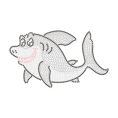 Shark Designs Rhinestone Heat Transfer Bling Bling
