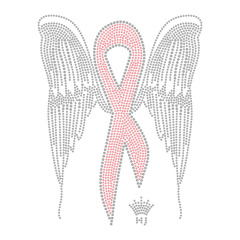 Red Ribbon And Love Rhinestone Transfer Bling