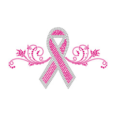 Red Ribbon And Love Rhinestone Transfer Bling