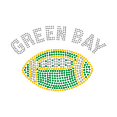 Football Team Logo Pattern Crystal Bling Rhinestone Transfer Hot Fix