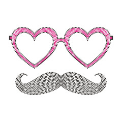 Smile Face With Glasses Bling Hotfix Transfer Rhinestone Transfer