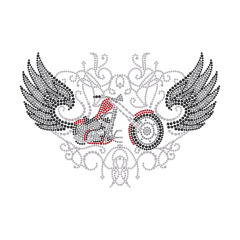 Motorcycle Transportation Designs Crystal Bling Rhinestone Transfer