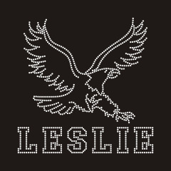 Custom Leslie eagle logo rhinestone