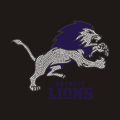 Custom detroit lions logo rhinestone
