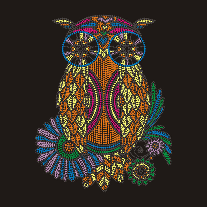 Custom Owl Colorful Art rhinestone