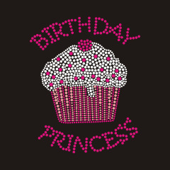 Rhinestone Bling Sparkle Cupcake Cup Cake Birthday Pink